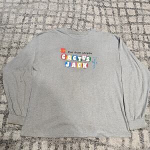Travis Scott Cactus Jack Live From Utopia Long Sleeve T-Shirt Grey Mens Large